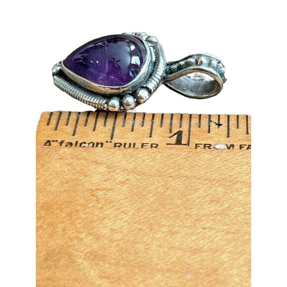 Amethyst Gemstone Sterling Silver 925 Pendant Teardrop Vintage 1990s No Chain - Picture 5 of 6